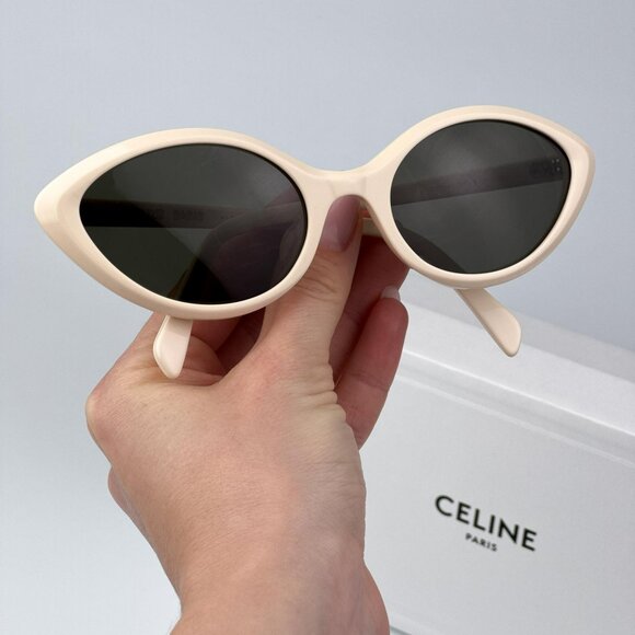 Celine THIN  CL40264U 25N  Women BRAND NEW Sunglasses Ivory Khaki Cat Eye - Picture 1 of 11
